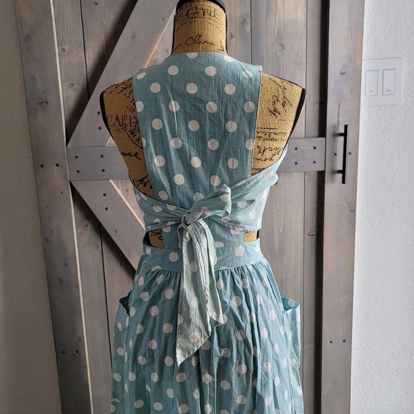 Vintage HANG TEN Polka Dot Dress Women Size 7 open side Sundress Pinup 80s/90s - Picture 3 of 16